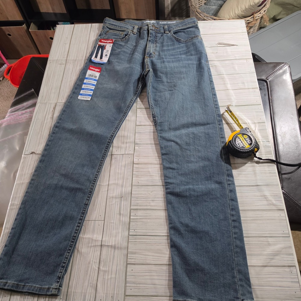 Wrangler Five Star Classic Straight Jeans Medium Wash Blue Size 16 Regular